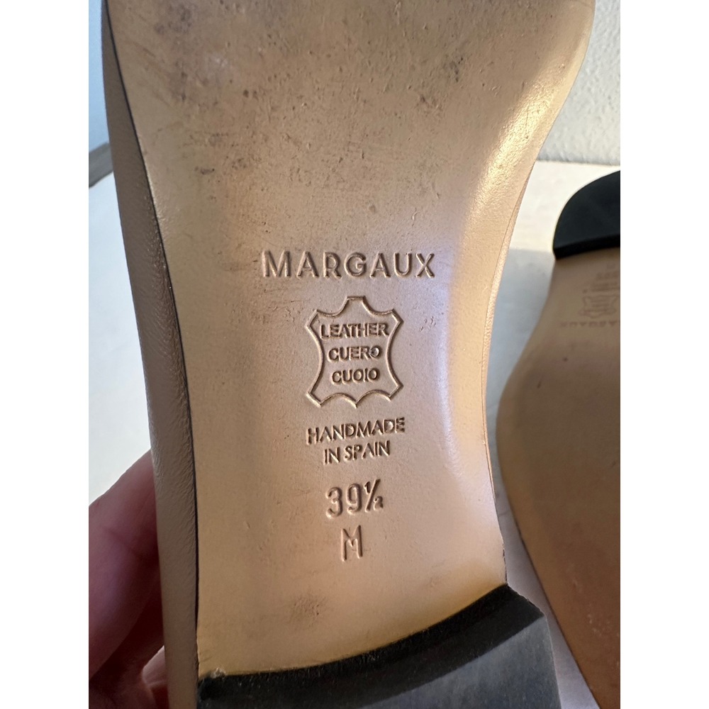 Margaux The Point Leather Ballet Flats Size 39.5 US 9 Black Tan Cap Toe Classic - Picture 3 of 10